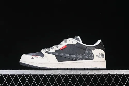 All categories Air Jordan Jordan series basketball shoes Air Jordan 1 Low High-end customized low-top sneakers Travis Scott x Fragment Design x Air Jordan 1 Low OG SP AJ1 Joe 1 North Face joint printed beige and black woven label low-top cultural casual sneakers QW5088-205